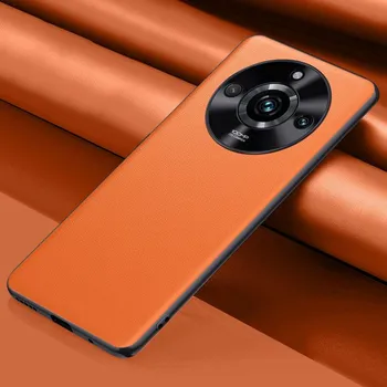 Роскошный простой чехол из искусственной кожи для Realme 11 Pro Plus, противоударный металлический защитный чехол для объектива, задняя крышка, бампер для Realme 11 Pro 5G For Realme 11 Pro чёрный