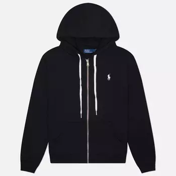 Женская толстовка Polo Ralph Lauren Embroidered Logo Zip Hoodie, цвет чёрный, размер S