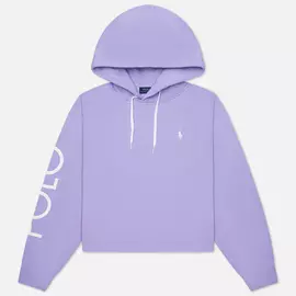 Женская толстовка Polo Ralph Lauren Logo Fleece Cropped Hoodie, цвет фиолетовый, размер M