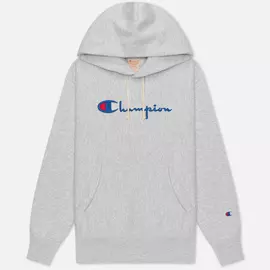 Женская толстовка Champion Reverse Weave Big Script &amp; Logo Sleeve Hoodie, цвет серый, размер M