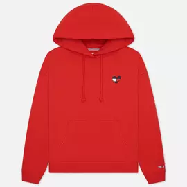 Женская толстовка Tommy Jeans Boxy Homespun Heart Hoodie, цвет красный, размер M