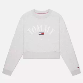 Женская толстовка Tommy Jeans College Logo Cropped, цвет серый, размер L