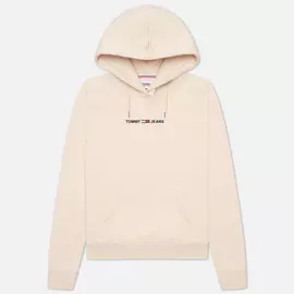Женская толстовка Tommy Jeans Linear Logo Hoodie, цвет бежевый, размер XS