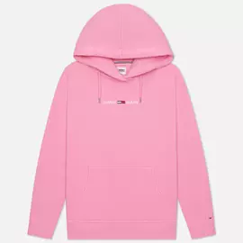 Женская толстовка Tommy Jeans Linear Logo Hoodie, цвет розовый, размер M