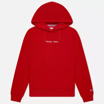 Женская толстовка Tommy Jeans Regular Serif Linear Hoodie, цвет красный, размер S