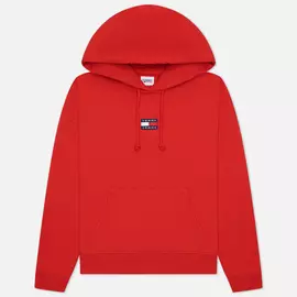 Женская толстовка Tommy Jeans Tommy Center Badge Hoodie, цвет красный, размер M