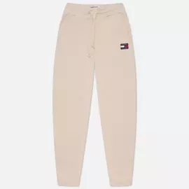 Женские брюки Tommy Jeans Tommy Badge Relaxed Joggers, цвет бежевый, размер L