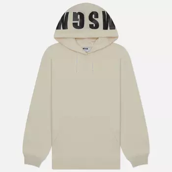Женская толстовка MSGM Maxilogo Basic Unbrushed Hoodie, цвет бежевый, размер L