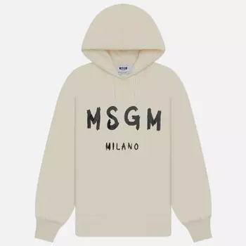 Женская толстовка MSGM MSGM Milano Logo Brushed Hoodie, цвет бежевый, размер S