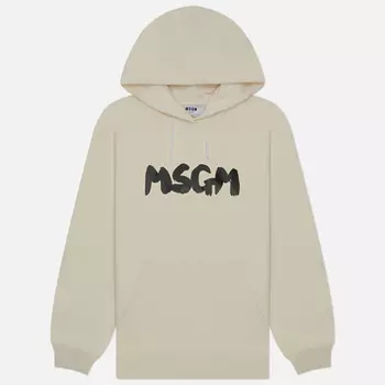 Женская толстовка MSGM New Brushed Logo Hoodie, цвет бежевый, размер L