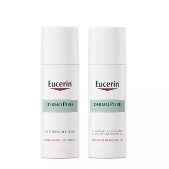 Eucerin Набор успокаивающий для жирной кожи: флюид 50 мл + крем 50 мл (Eucerin, DermoPure)