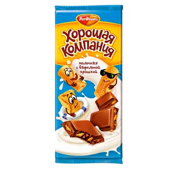 Кондитерская плитка Хорошая компания с вафельной крошкой, Рот Фронт, 80 гр.