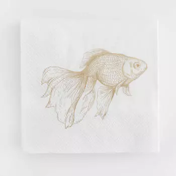 Салфетки бумажные, 21х21 см, 20 шт, белые, Рыбка, Goldfish