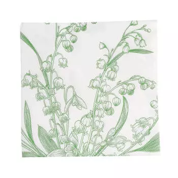 Салфетки бумажные, 33х33 см, 20 шт, белые, Весенние ландыши, May-lily
