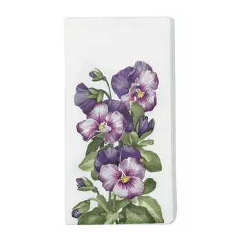 Салфетки бумажные, 33х33 см, 20 шт, прямоугольные, белые, Фиалки, Flower garden