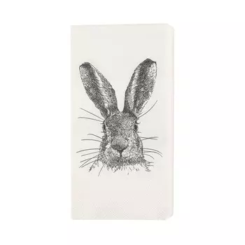 Салфетки бумажные, 33х33 см, 20 шт, прямоугольные, белые, Кролик, Rabbit