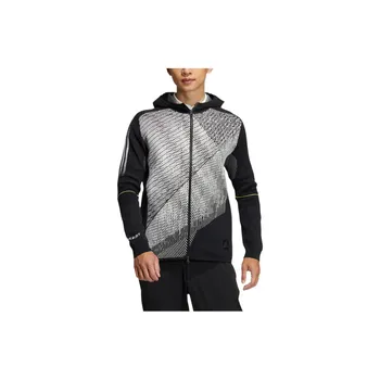 Adidas Primeknit Jkt Полосатая вышивка букв на молнии с капюшоном Куртка для гольфа Мужская верхняя одежда Черный HG4129 L