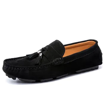 Мужские повседневные кожаные мокасины с кисточками Elegantes Moccasins Slip-On Мужские туфли для вождения Handmade Boat Flats Leisure Walk Lazy Footwear 38