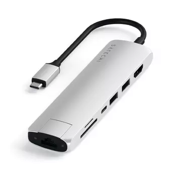 Хаб Satechi Type-C Slim Multiport with Ethernet Adapter Серебро ST-UCSMA3S