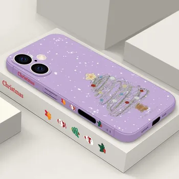Тонкий мягкий чехол для телефона Dream Merry Christmas Tree Pattern для iPhone 16 Pro Max 15 14 13 12 Pro 11, защитный чехол для объектива из ТПУ, матовый противоударный чехол iPhone 16 чёрный