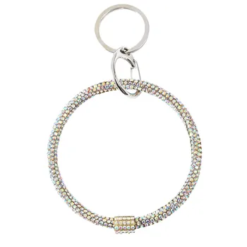 Rhinestone Key Chain Glittering Keychain Diamond Crystal Key Ring Backpack Bags Keyring Pendant Birthday Holiday Gift белый