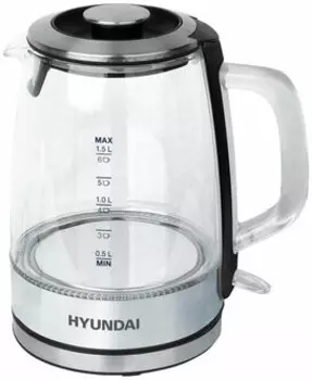 Чайник Hyundai HYK-G2403 черный/серебристый