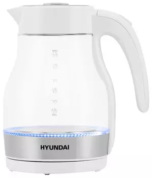 Чайник Hyundai HYK-G3802 белый/серебристый
