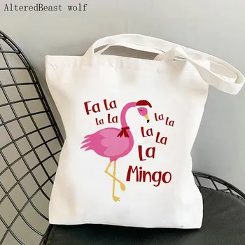 Женская сумка-шоппер Flamingo Art Level Of Flamingos in Gold Bag Harajuku Холщовая сумка-шоппер для девочек-тоут на плечо Женская сумка 24*26cm