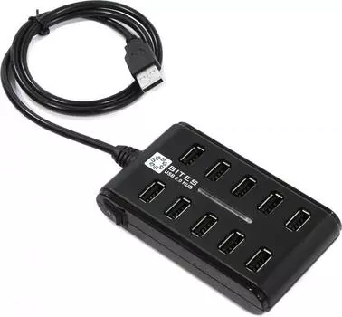 Концентратор 5bites HB210-205PBK 10 портов USB2.0, блок питания 5В-2А, 1м, черный