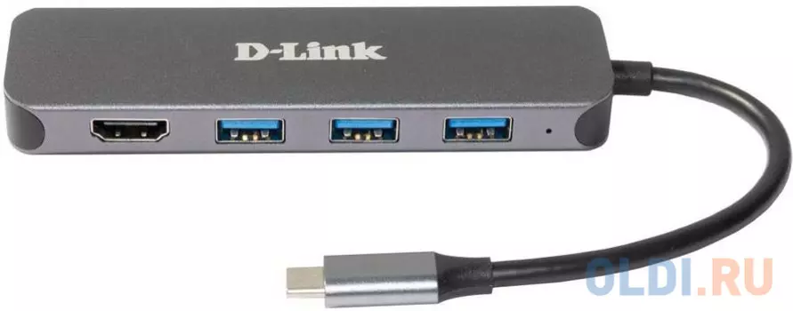 Концентратор USB Type-C D-Link DUB-2333/A1A 3 х USB 3.0 HDMI USB Type-C серебристый