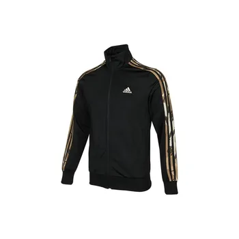 Adidas 3-полосная спортивная куртка с вязаным воротником-стойкой, мужская верхняя одежда, черная H48437 M