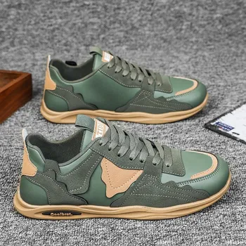 Европейская станция Forrest Gump Shoes осень 2024 Новые кожаные кроссовки для спорта и отдыха с одной педалью Дышащие нескользящие кроссовки Doudou 39 чёрный