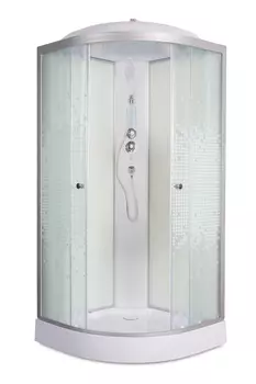 Душевая кабина DTO L901EL 100х100х215 см, стекло с узором, профиль матовый хром