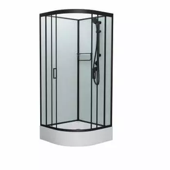 Душевая кабина Frank F400/1 Black 100x100x220 см, стекло прозрачное, профиль черный (Без крыши)