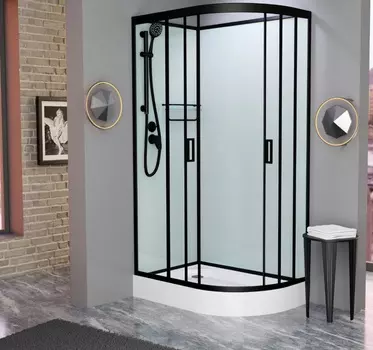 Душевая кабина Frank F411L М Black матовое стекло, без крыши