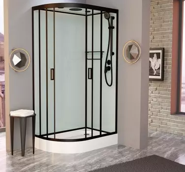 Душевая кабина Frank F411R М Black матовое стекло