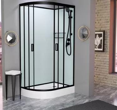 Душевая кабина Frank F412R М Black матовое стекло, без крыши