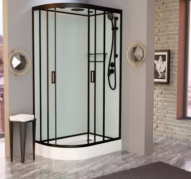 Душевая кабина Frank F412R М Black матовое стекло