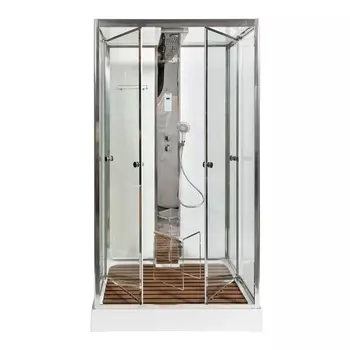 Душевая кабина DTO Z122ESPOOSTEAM 120х80х220 см, стекло прозрачное, профиль глянцевый хром