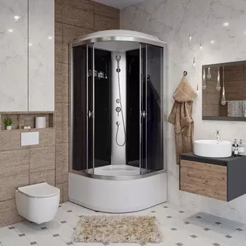Душевая кабина Niagara Eco E80/40/TN 80x80 высокий поддон, стекло тонированное, профиль серебро