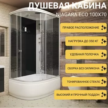Душевая кабина Niagara Eco E90/80/40R/TN 90х80 R стекло тонированное, профиль серебро