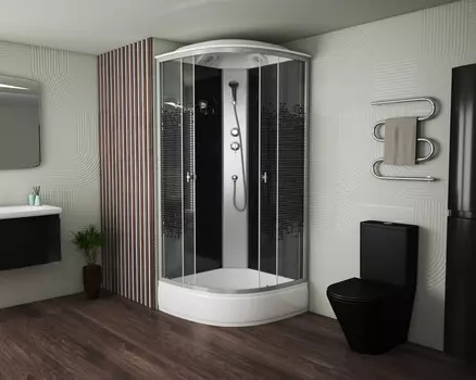 Душевая кабина Niagara Eco E90/26/TN средний поддон, стекло тонированное, профиль серебро