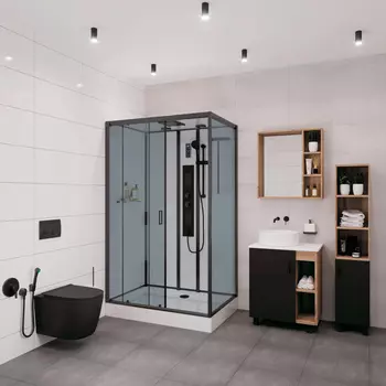 Душевая кабина Niagara Premium NG-6912-01GQR BLACK 120х80х210 правая, черная