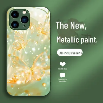 Чехол Dream Butterfly Liquid Glass для Apple 15 ProMax и 14 ProMax — защита от падений iPhone 12 Pro Max