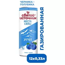 Вода питьевая газированная с ароматом иргы, голубики и экстрактом черники Святой Источник 0,33л
