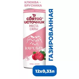 Вода питьевая газированная с ароматом клюквы и брусники Святой Источник 0,33л