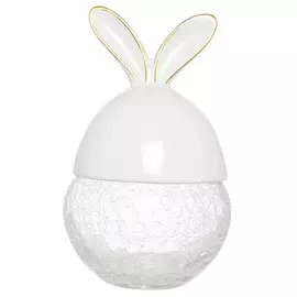 Конфетница, 22 см, с крышкой, стекло/керамика, белая, Золотые ушки, Easter gold