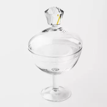 Конфетница, 24х14 см, на ножке, с крышкой, стекло, Clear