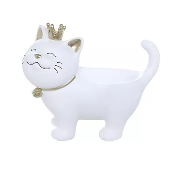Конфетница, 25 см, полирезин, Белая кошка в короне, Cat