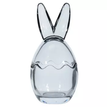 Конфетница, 17 см, с крышкой, стекло, серая, Ушки, Rabbit
